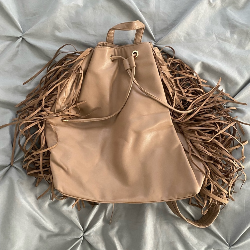 tan fringe backpack
